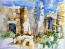 Oci, Aquarell a. B�tten 56 x 75 cm